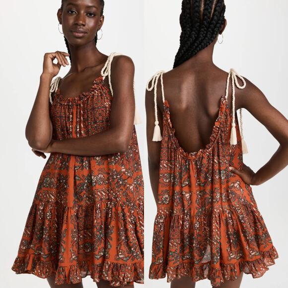 Ulla Johnson Trula Tiered Voile Mini Dress Clementine Flowy Trapeze XS Preowned - Picture 2 of 9